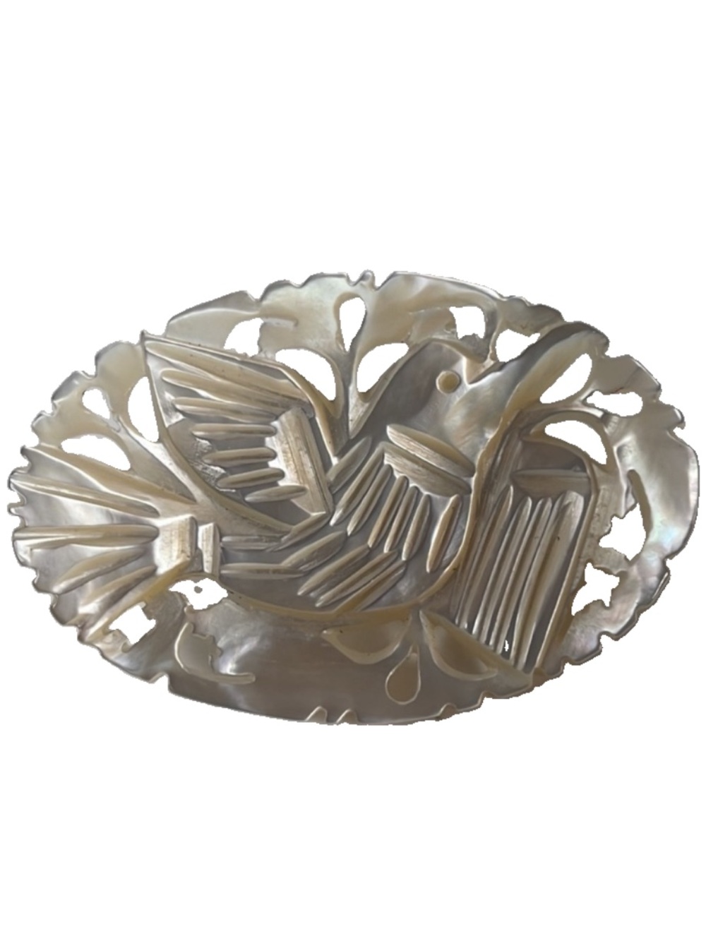 Vintage Mother of Pearl Brooch Hand Carved Pin